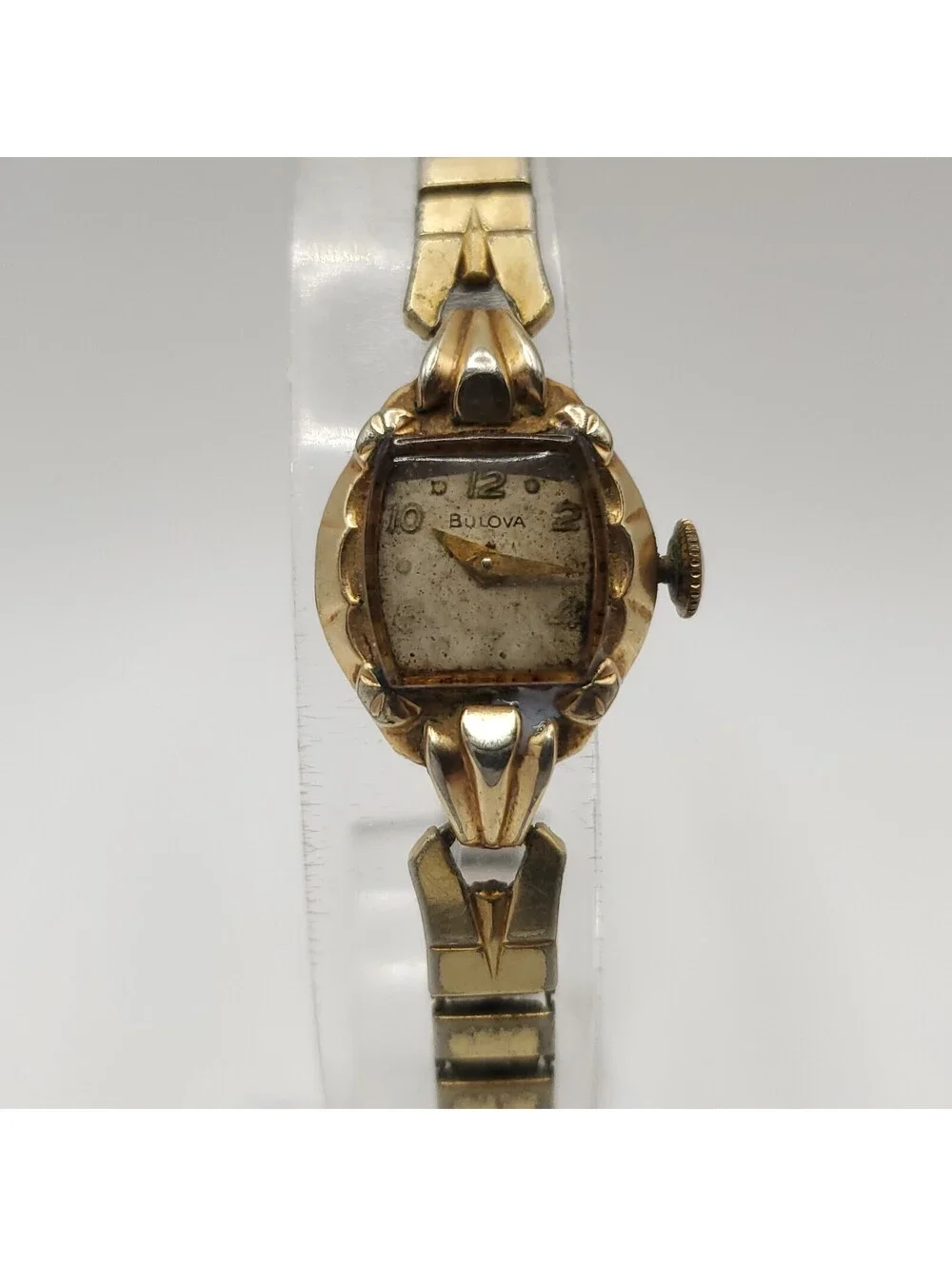 Vintage Bulova 10k Rolled Gold Plate Bezel 16mm Womens Watch For Parts